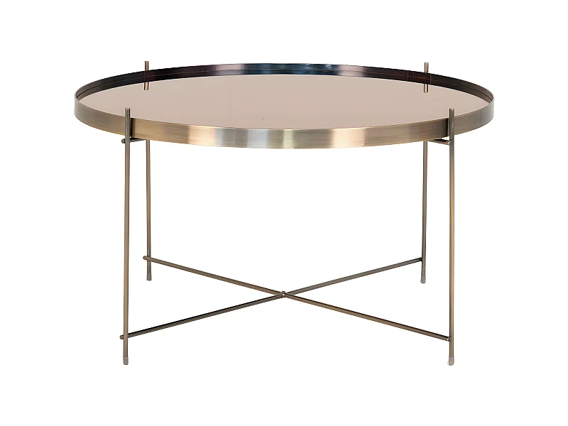 Venezia - Table basse en verre et métal ø70xh40cm - Laiton