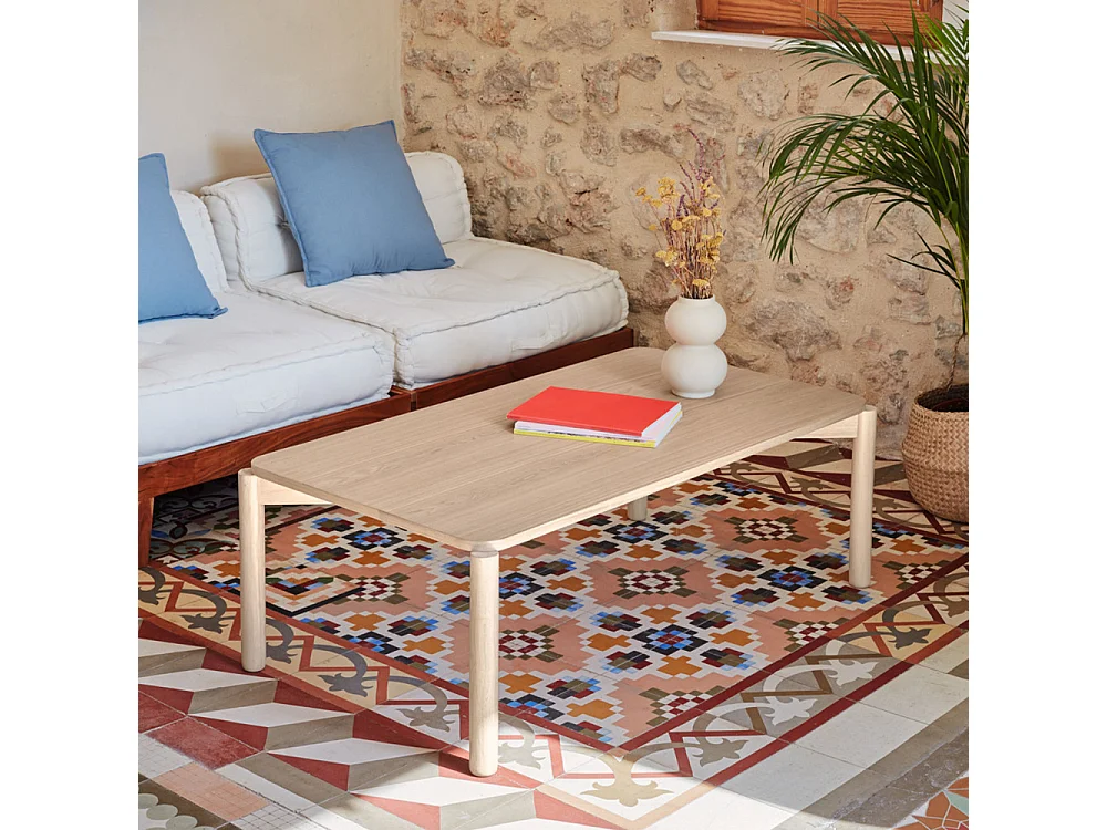 Tafel laag in natuurlijk hout 110x60 h40 cm