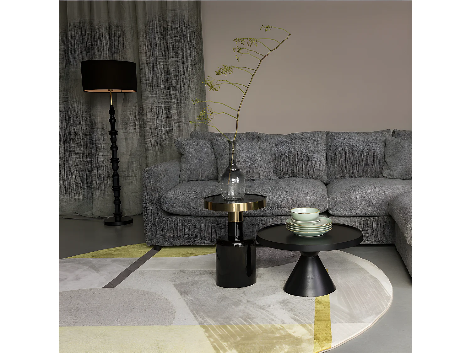 Floss - Table basse ronde en métal ø60cm - Noir