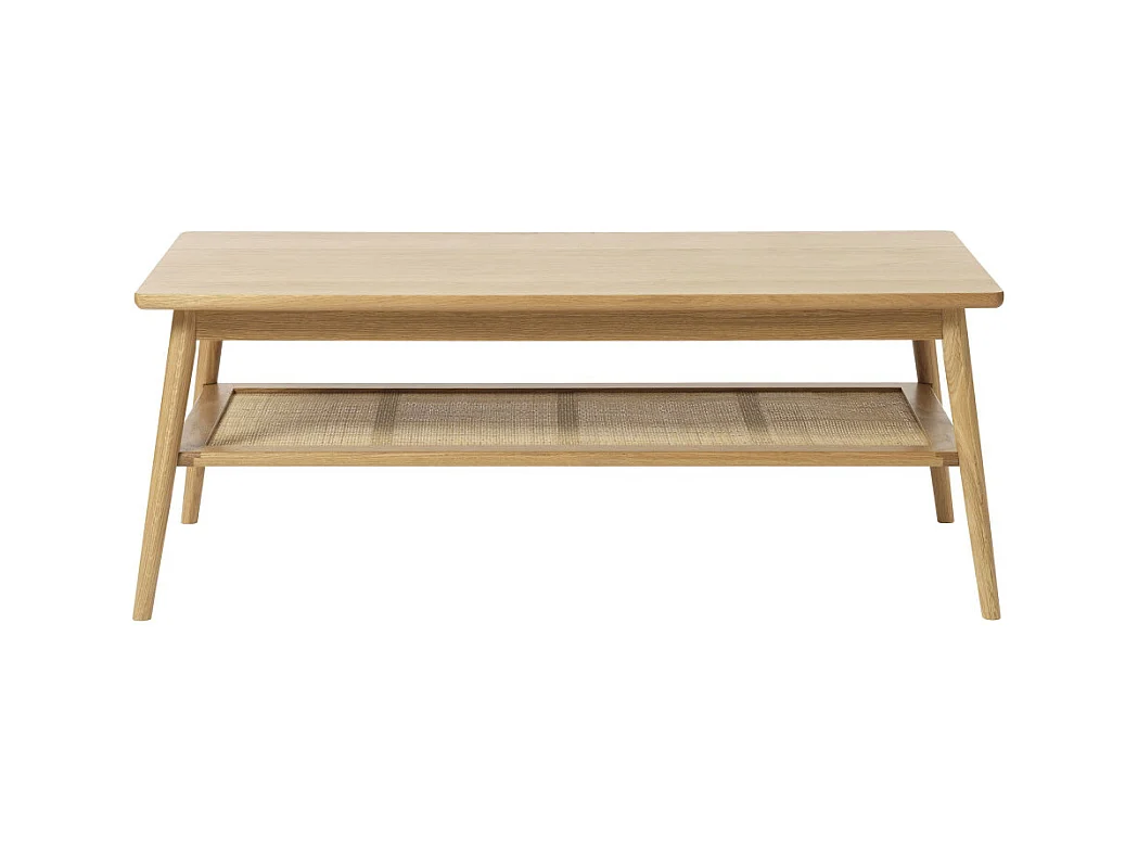 Kiyo - Table basse en bois et cannage 120x60cm - Bois clair