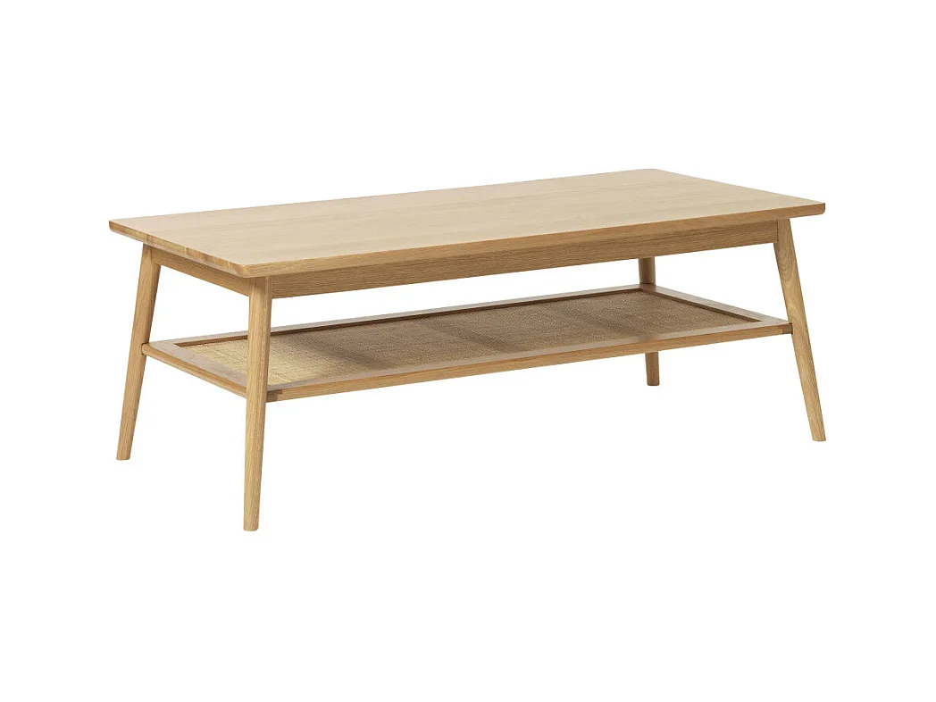 Kiyo - Table basse en bois et cannage 120x60cm - Bois clair