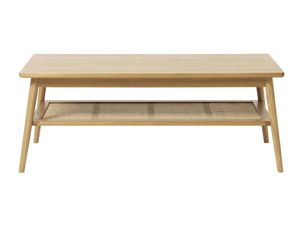 Kiyo - Table basse en bois et cannage 120x60cm - Bois clair