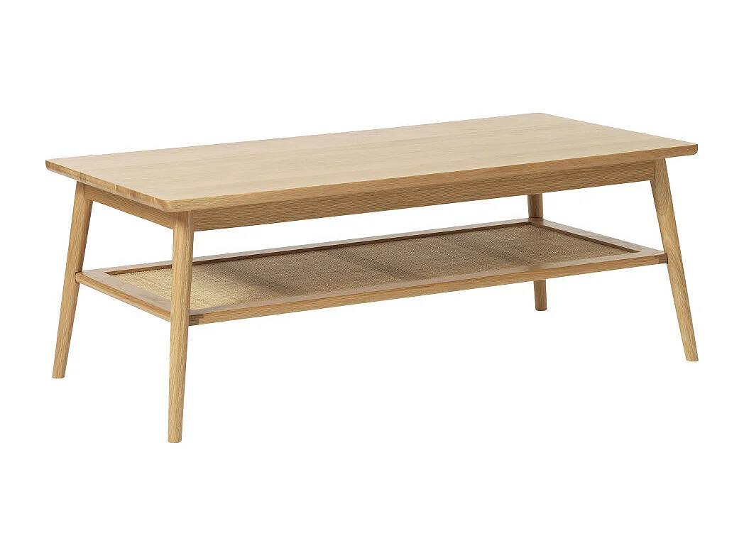 Kiyo - Table basse en bois et cannage 120x60cm - Bois clair