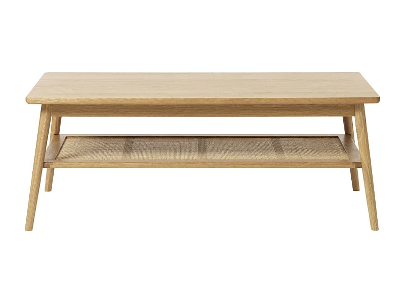 Kiyo - Table basse en bois et cannage 120x60cm - Bois clair