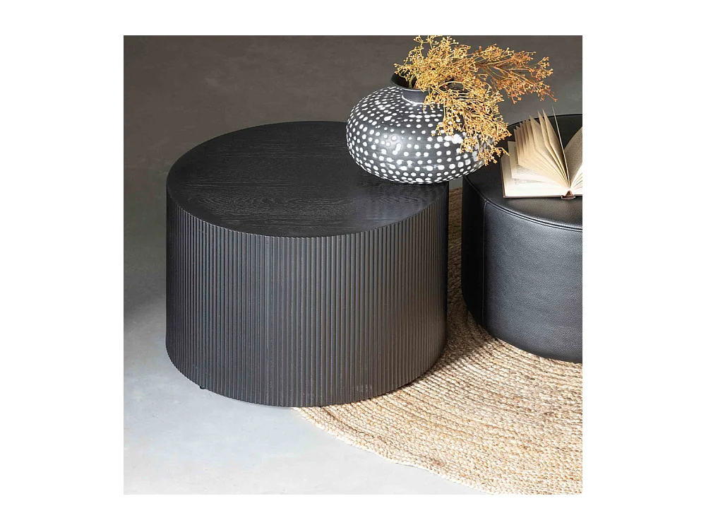 Sanne - Table basse ronde en bois ø60cm - Noir