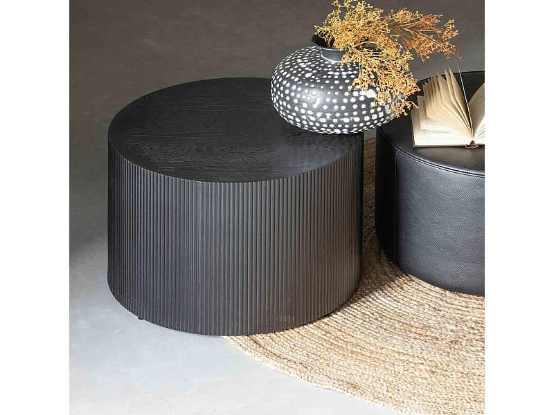 Sanne - Table basse ronde en bois ø60cm - Noir