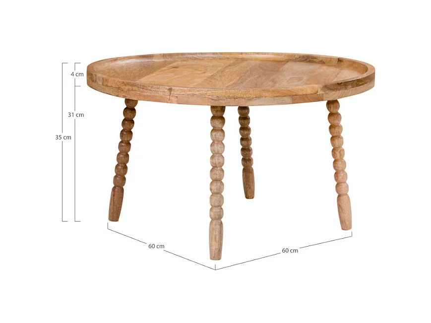 Jammu - Table basse ronde en manguier ø60cm - Naturel