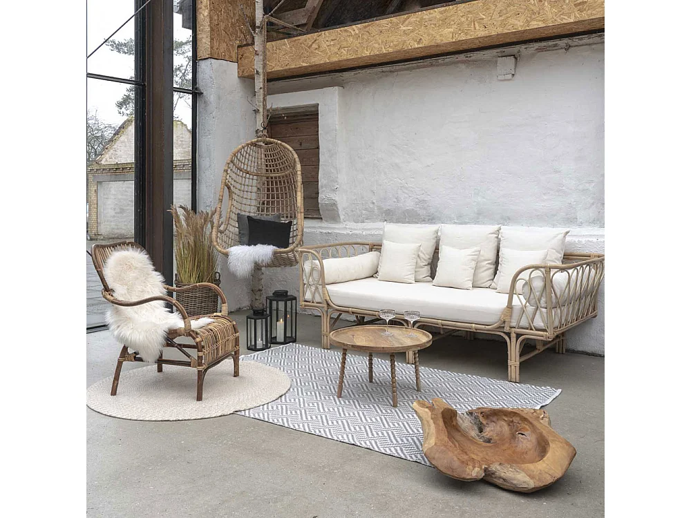 Mesa de café de madera de mango Ø 60 x 35 cm