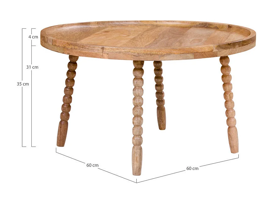 Mesa de café de madera de mango Ø 60 x 35 cm