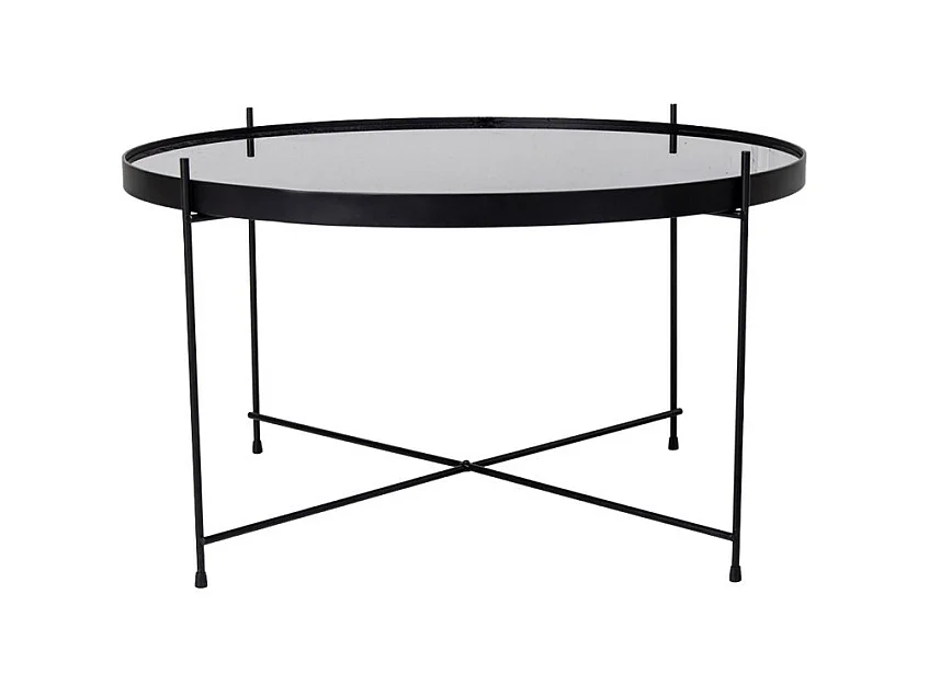 Venezia - Table basse en verre et métal ø70xh40cm - Noir