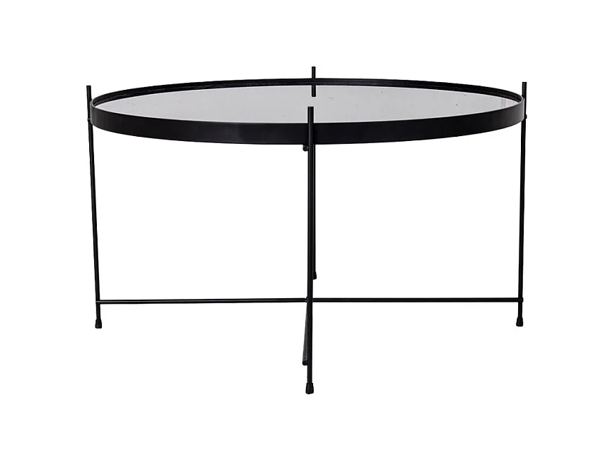 Venezia - Table basse en verre et métal ø70xh40cm - Noir