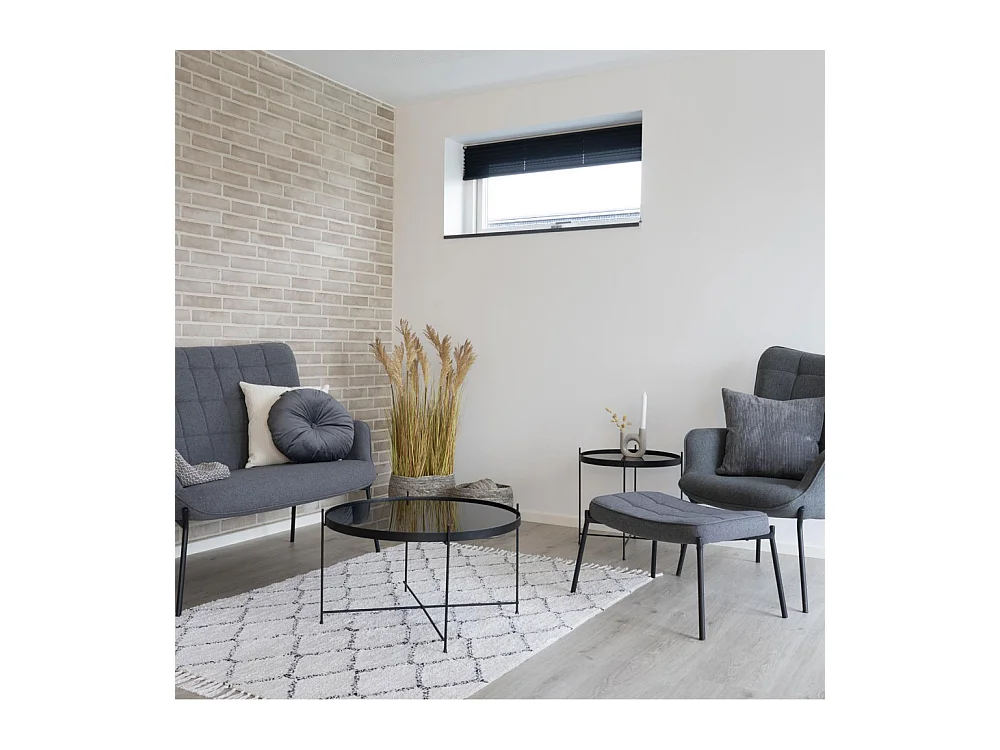 Venezia - Table basse en verre et métal ø70xh40cm - Noir