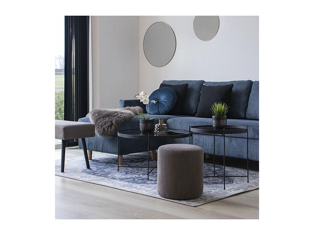 Venezia - Table basse en verre et métal ø70xh40cm - Noir