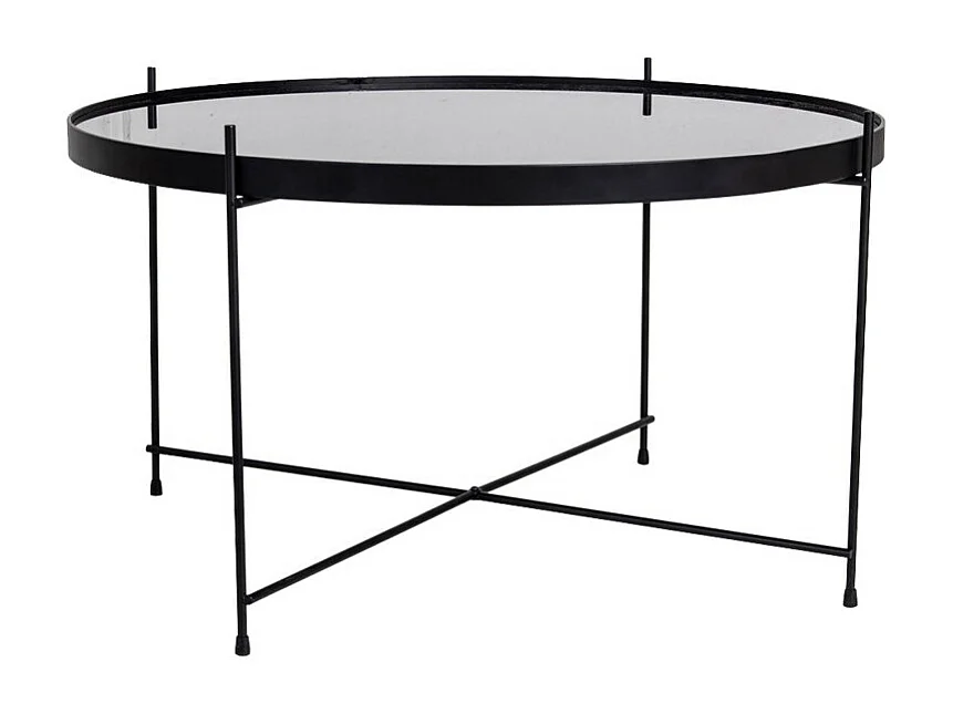 Venezia - Table basse en verre et métal ø70xh40cm - Noir