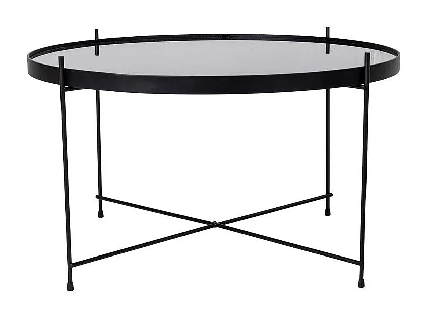 Venezia - Table basse en verre et métal ø70xh40cm - Noir