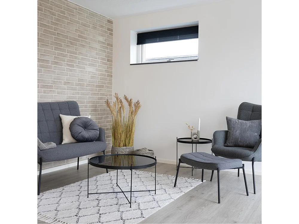 Venezia - Table basse en verre et métal ø70xh40cm - Noir