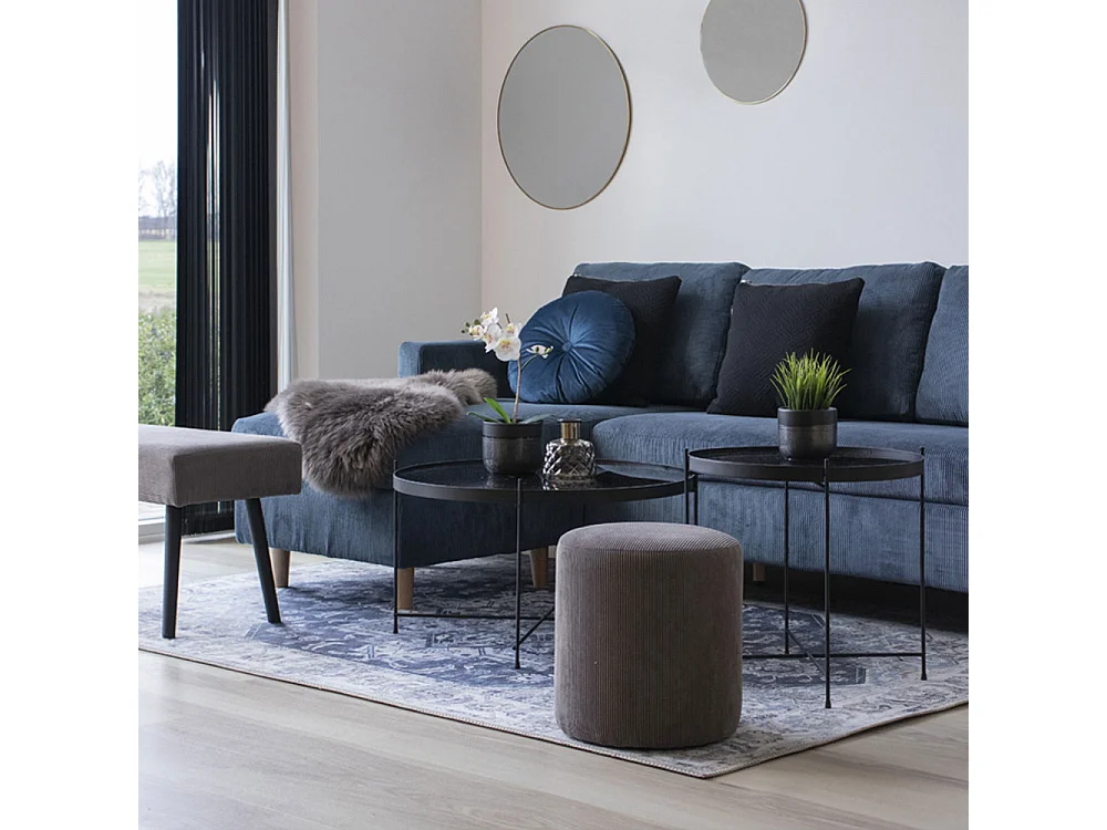 Venezia - Table basse en verre et métal ø70xh40cm - Noir