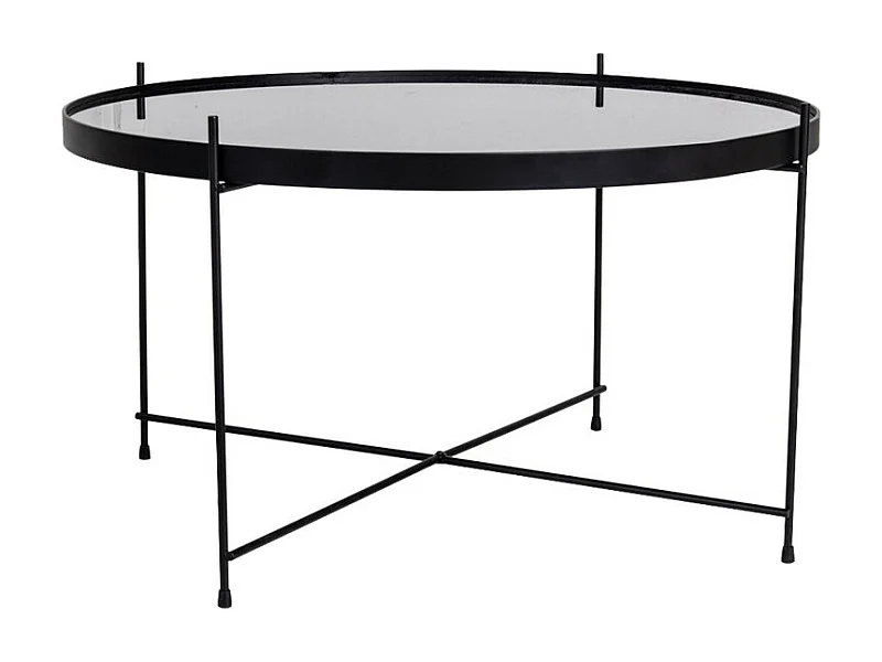 Venezia - Table basse en verre et métal ø70xh40cm - Noir