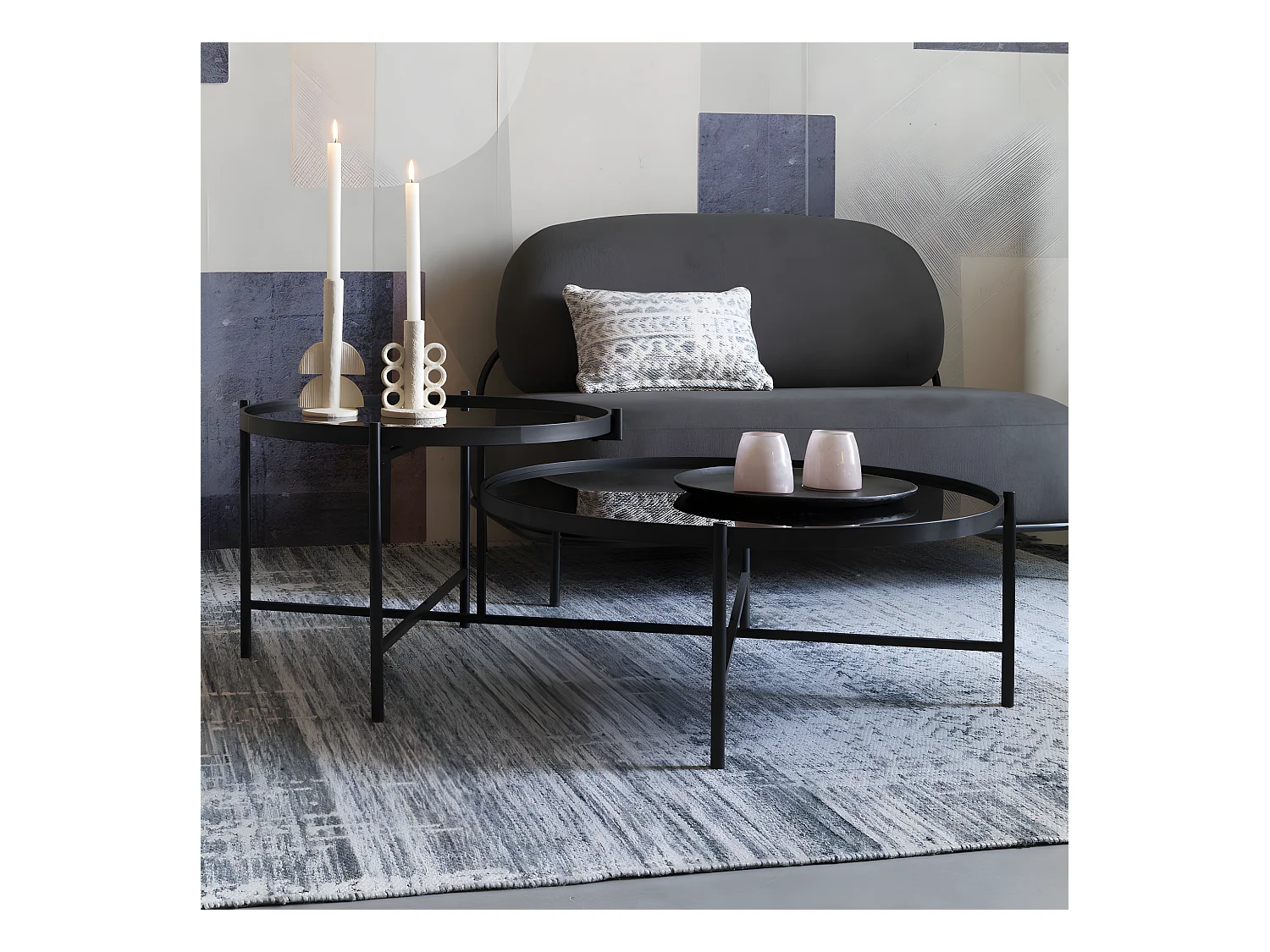 Li - Table basse en métal - Noir