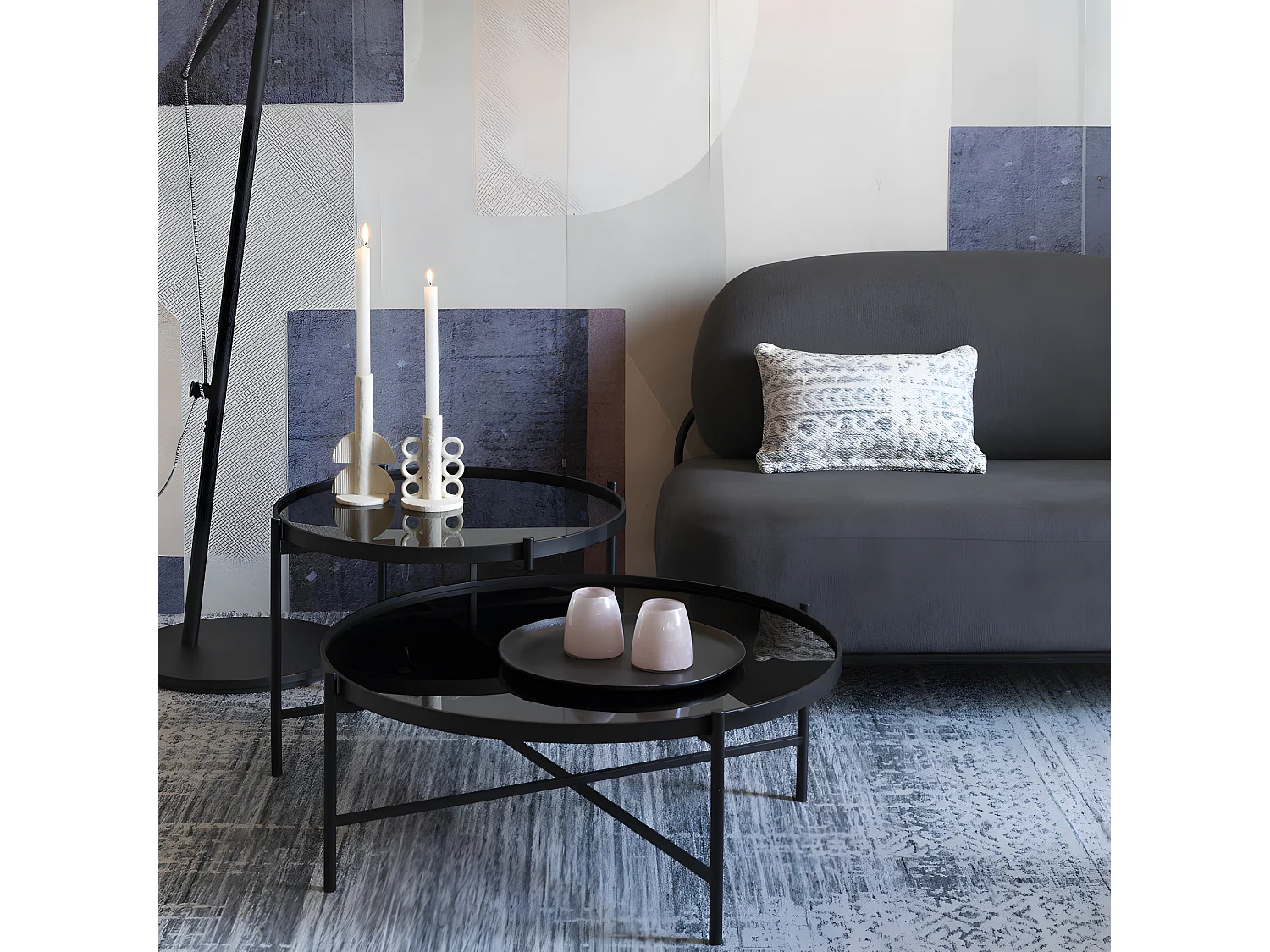 Li - Table basse en métal - Noir