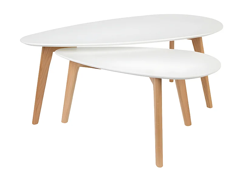 Drop - 2 tables basses laquées - Couleur - Blanc