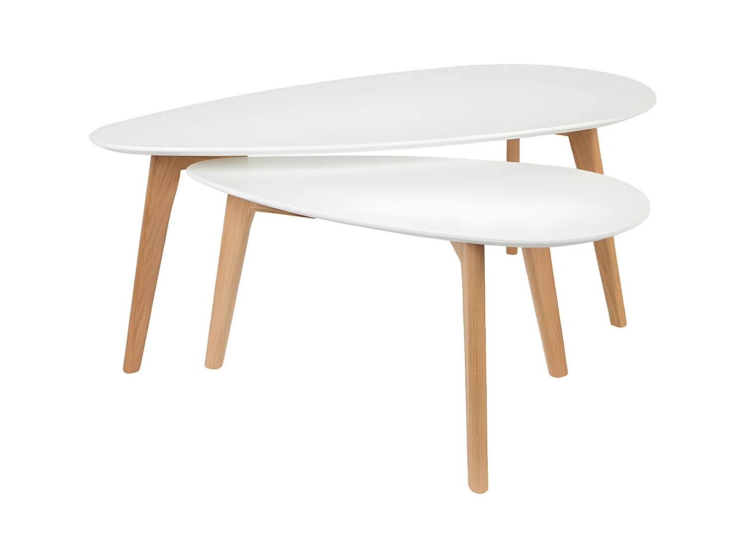 Drop - 2 tables basses laquées - Couleur - Blanc