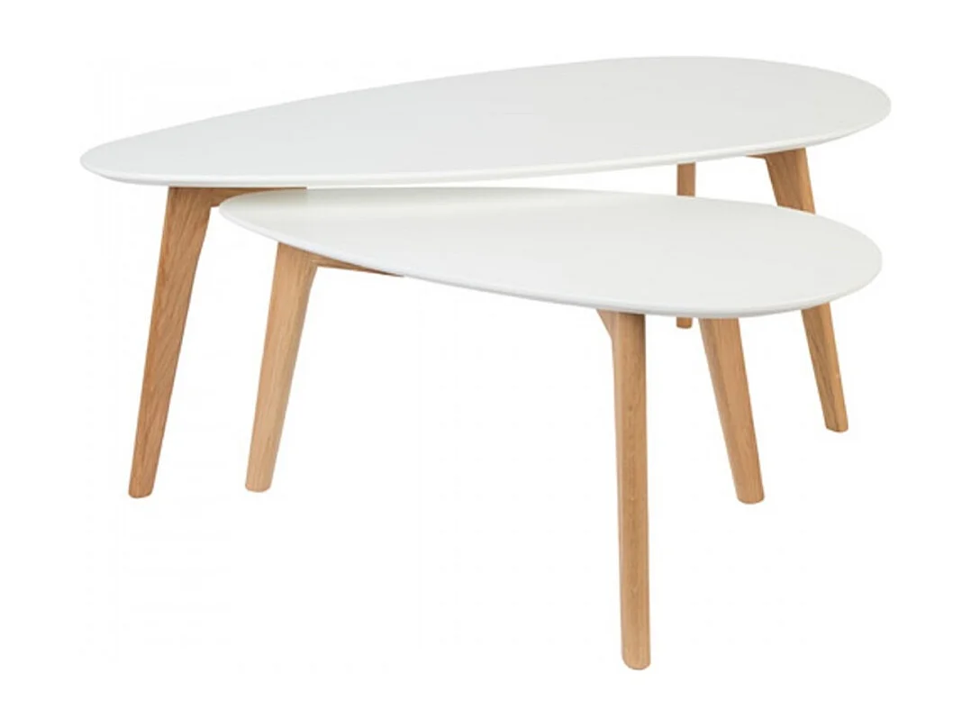 Drop - 2 tables basses laquées - Couleur - Blanc