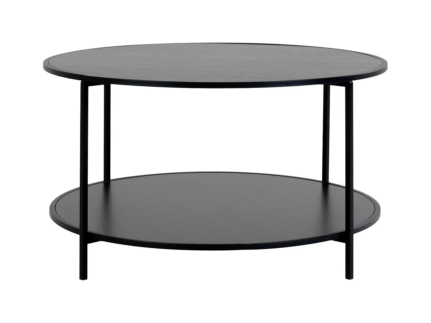 VITA ronde salontafel Ø80 cm - Natuurlijk hout of zwart metaal-Kleur Zwart