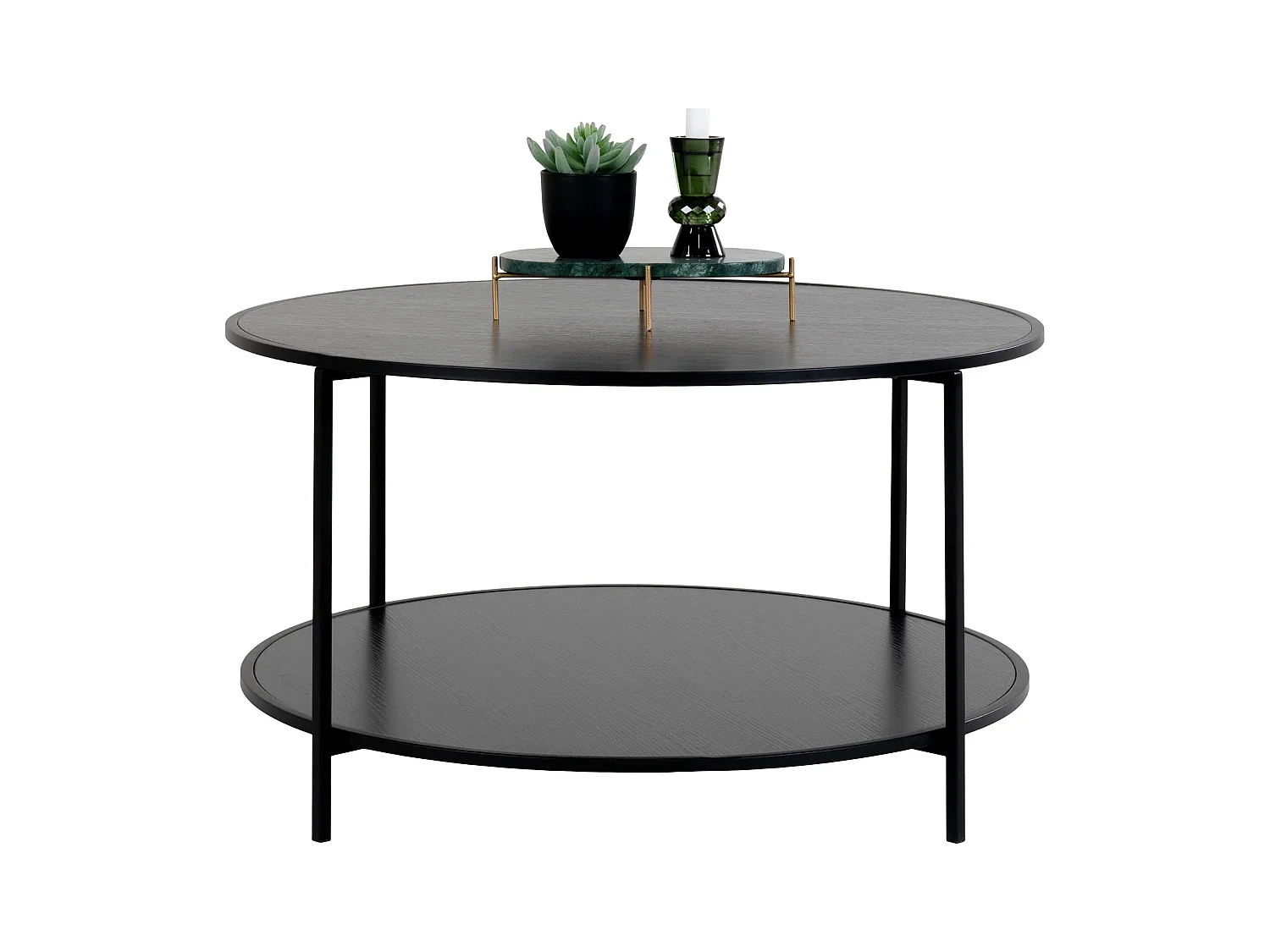 Mesa de centro redonda VITA Ø80 cm - Madera natural o metal negro-Color Negro