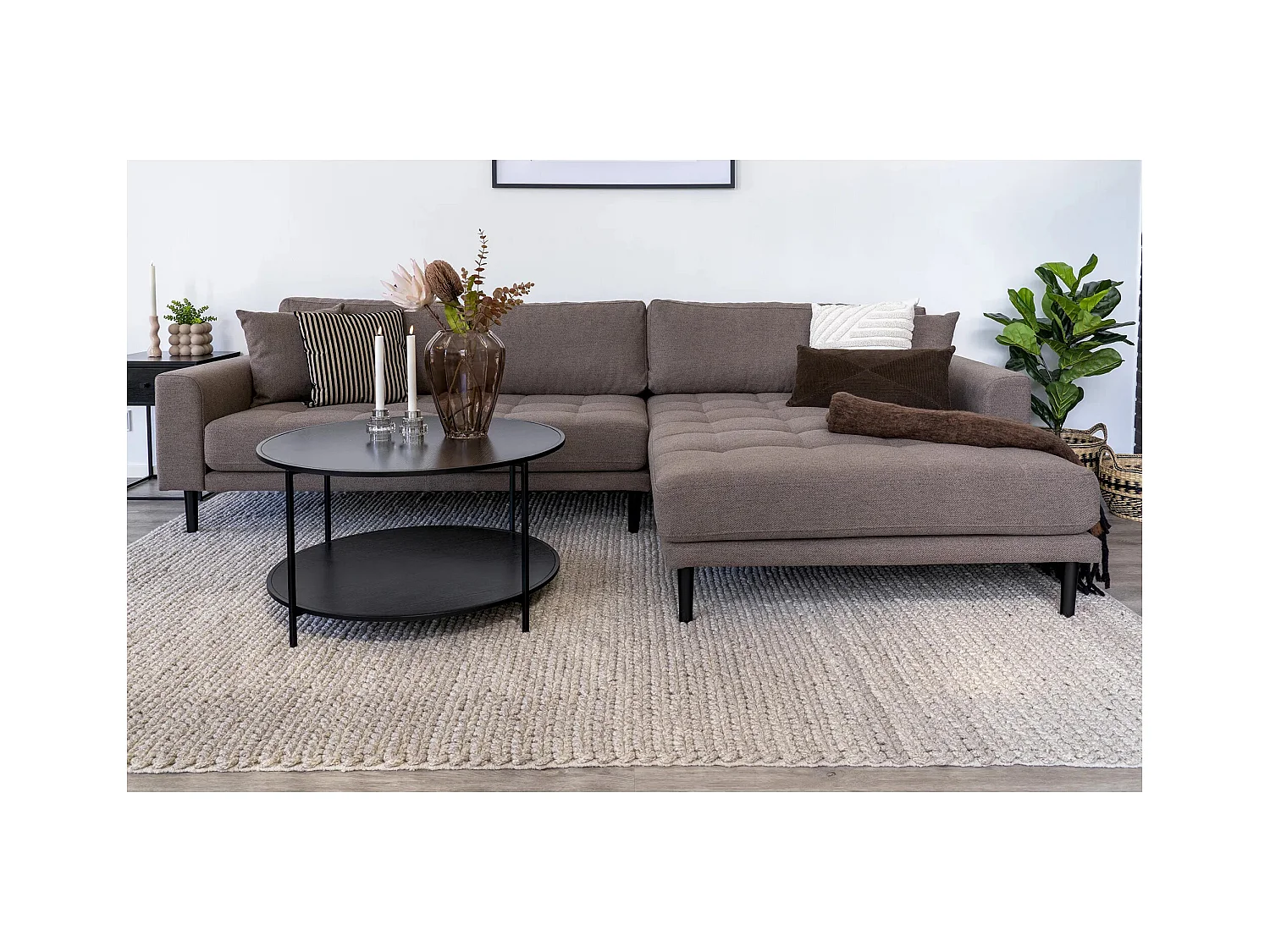 Mesa de centro redonda VITA Ø80 cm - Madera natural o metal negro-Color Negro