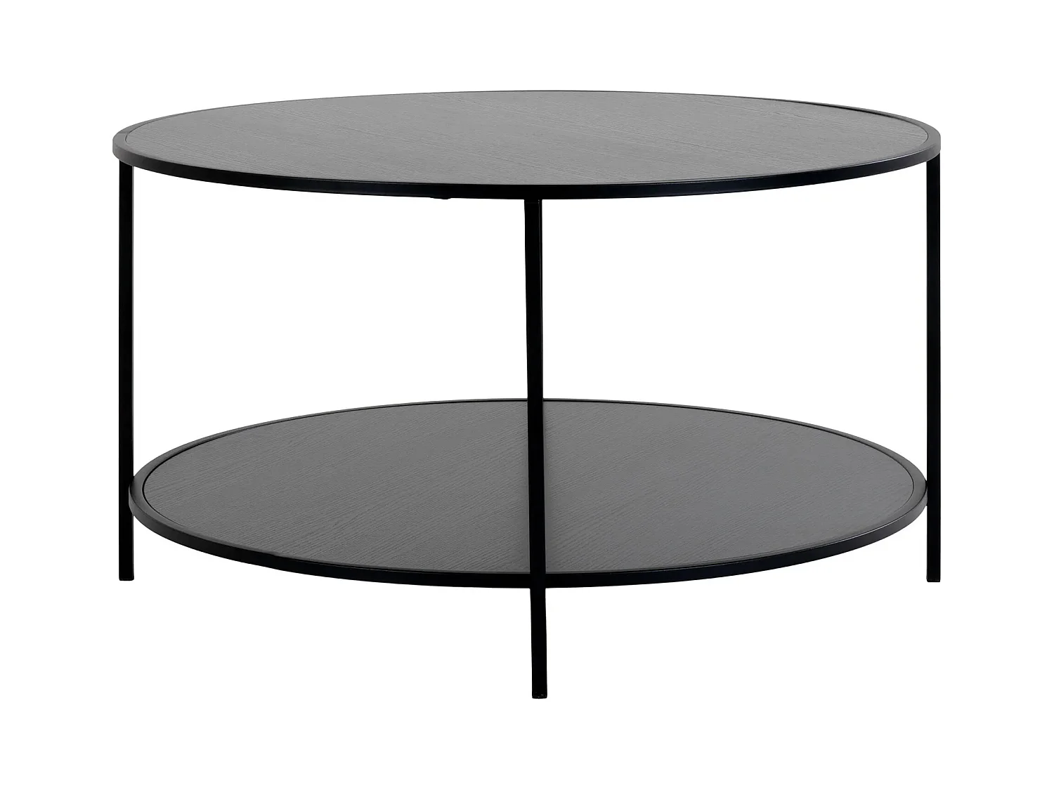 Mesa de centro redonda VITA Ø80 cm - Madera natural o metal negro-Color Negro