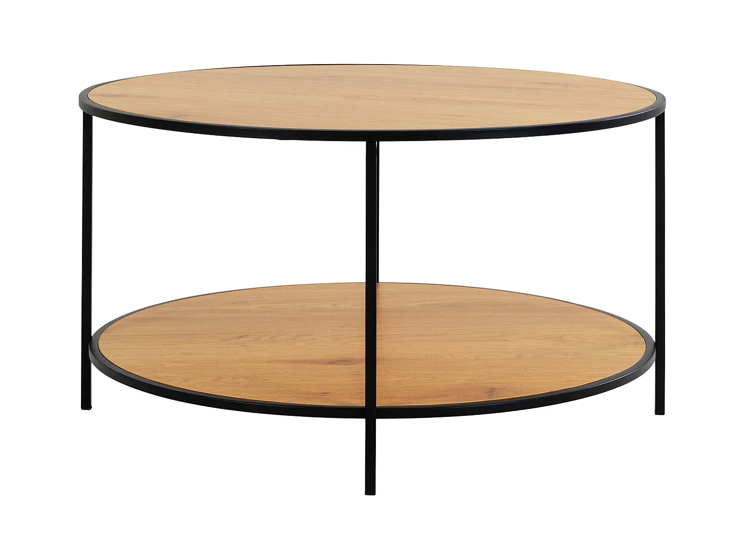 Mesa de centro redonda VITA Ø80 cm - Madera natural o metal negro-Color Negro