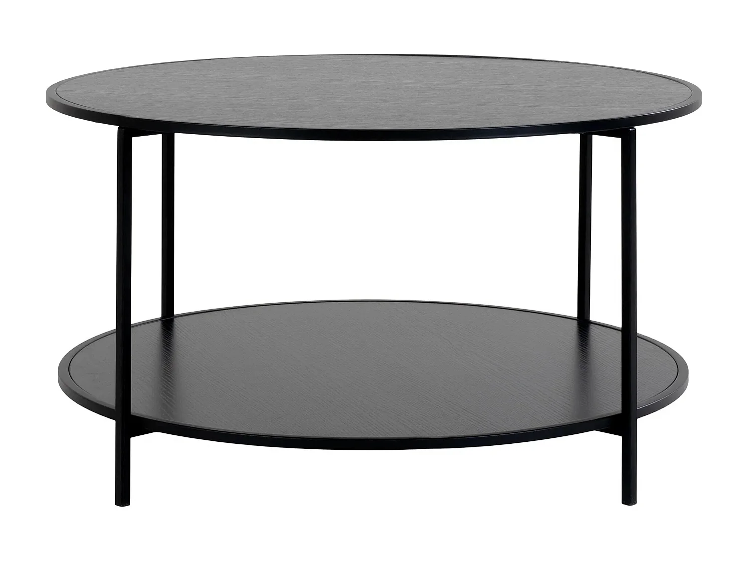 VITA ronde salontafel Ø80 cm - Natuurlijk hout of zwart metaal-Kleur Zwart