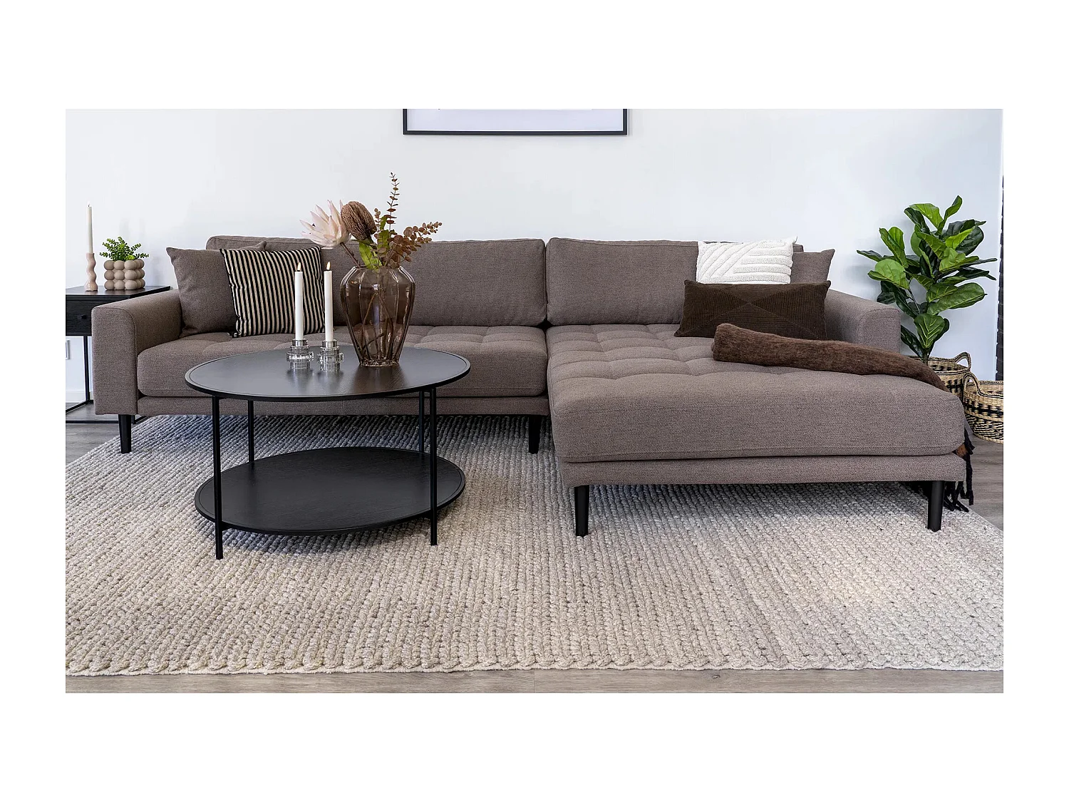 VITA ronde salontafel Ø80 cm - Natuurlijk hout of zwart metaal-Kleur Zwart