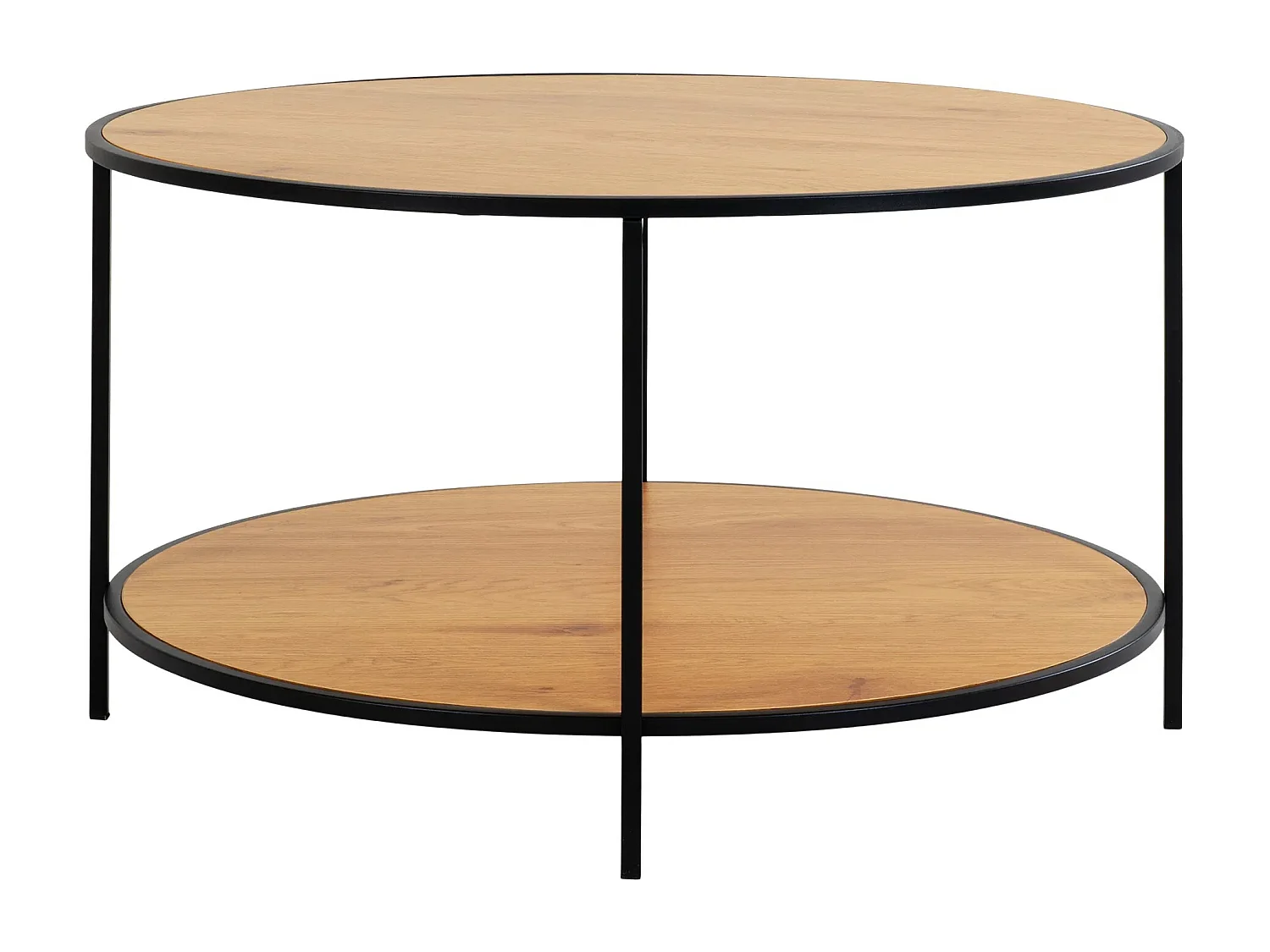 VITA ronde salontafel Ø80 cm - Natuurlijk hout of zwart metaal-Kleur Zwart