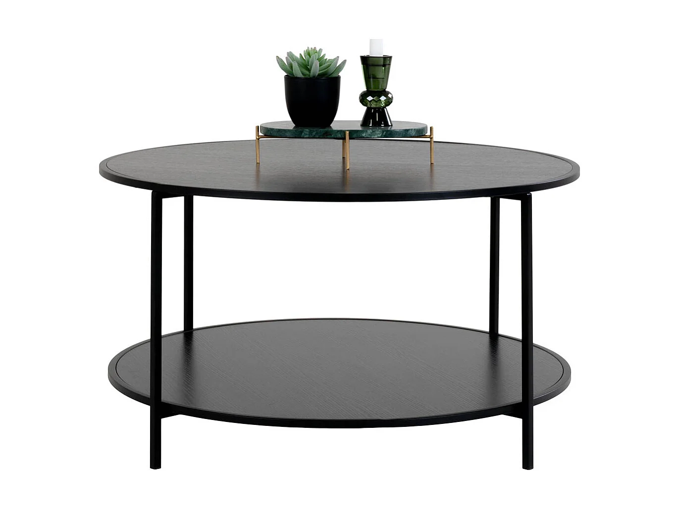 Tavolino nero con cornice nera Ø 80 x 45 cm