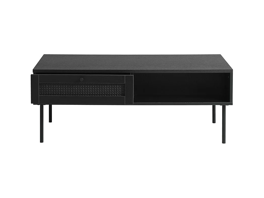 Rinto - Table basse 2 tiroirs en bois et métal - Noir