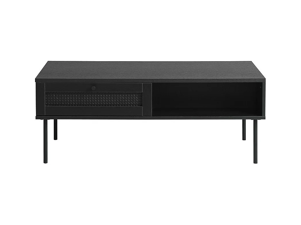 Rinto - Table basse 2 tiroirs en bois et métal - Noir