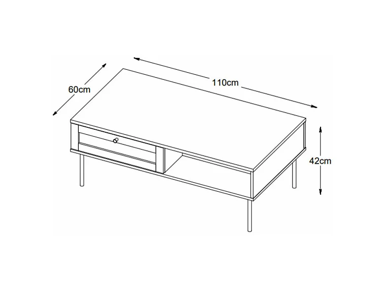 Rinto - Table basse 2 tiroirs en bois et métal - Noir