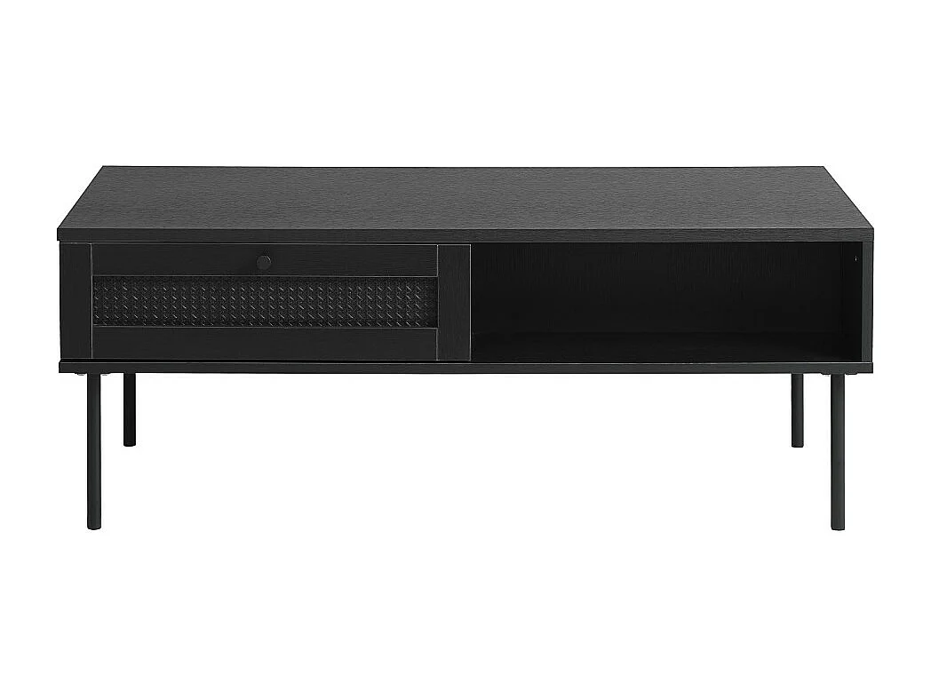 Rinto - Table basse 2 tiroirs en bois et métal - Noir