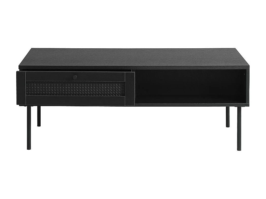 Rinto - Table basse 2 tiroirs en bois et métal - Noir