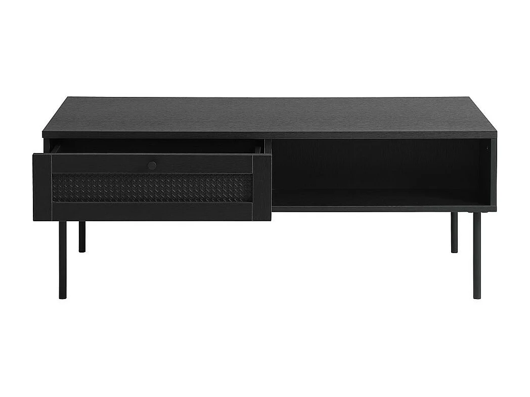 Rinto - Table basse 2 tiroirs en bois et métal - Noir