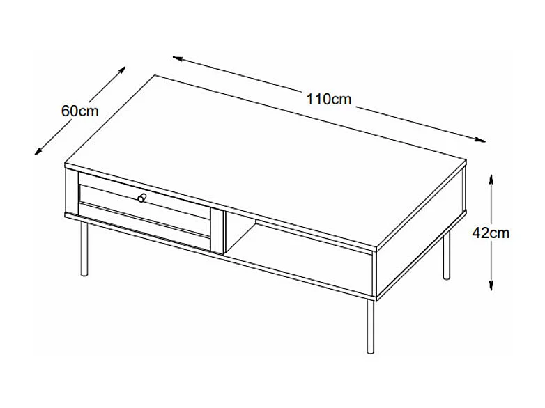 Rinto - Table basse 2 tiroirs en bois et métal - Noir