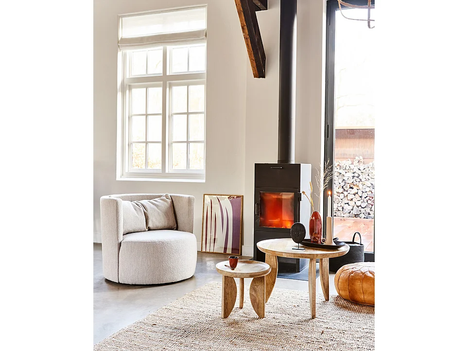 HIGH HEELS - Set de 2 tables basses rondes en bois de manguier