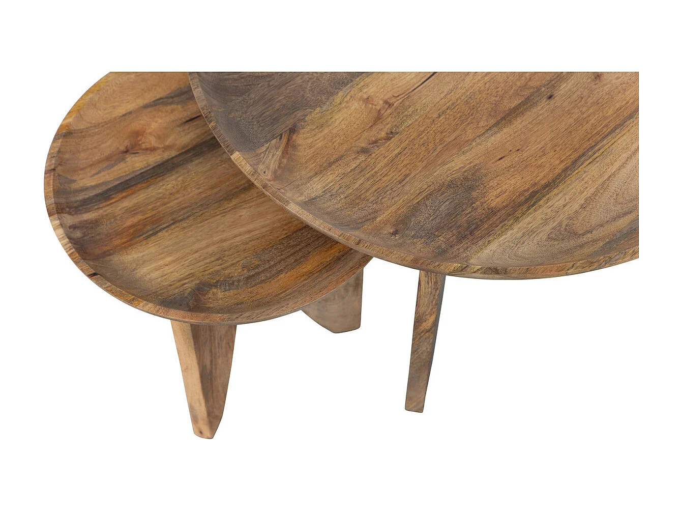 HIGH HEELS - Set de 2 tables basses rondes en bois de manguier