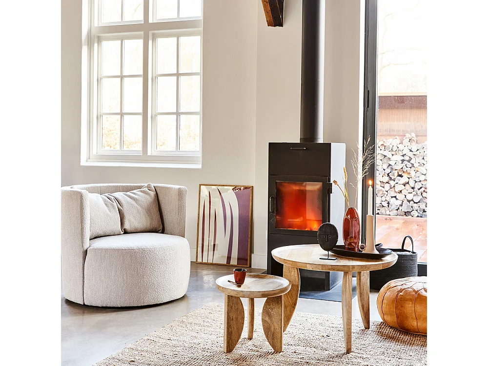 High Heels - 2 tables basses en bois de manguier ø40/ø70cm - Couleur - Bois clair