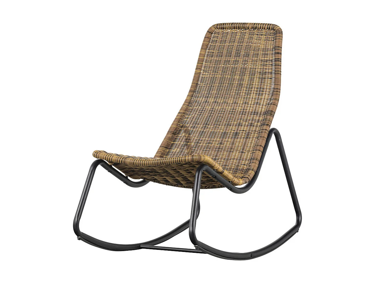 Tom - Rocking-chair en résine tressée et métal - Naturel