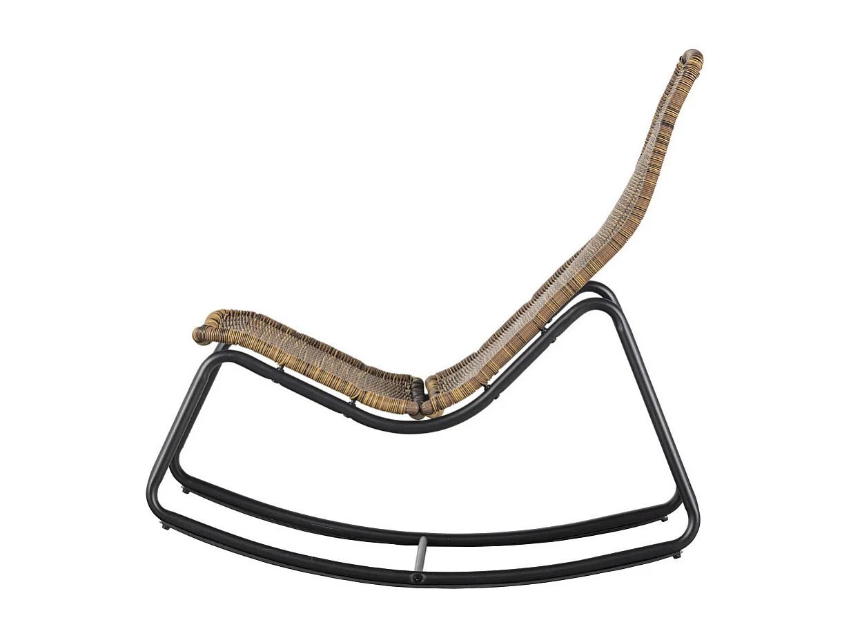 Tom - Rocking-chair en résine tressée et métal - Naturel