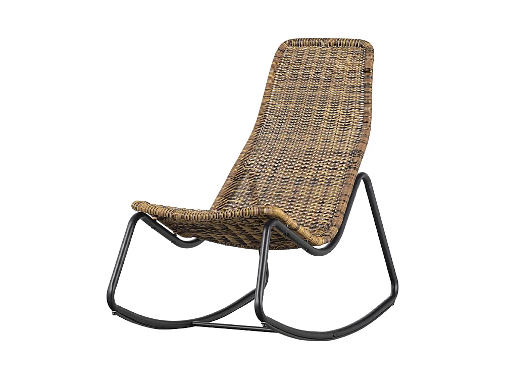 Tom - Rocking-chair en résine tressée et métal - Naturel