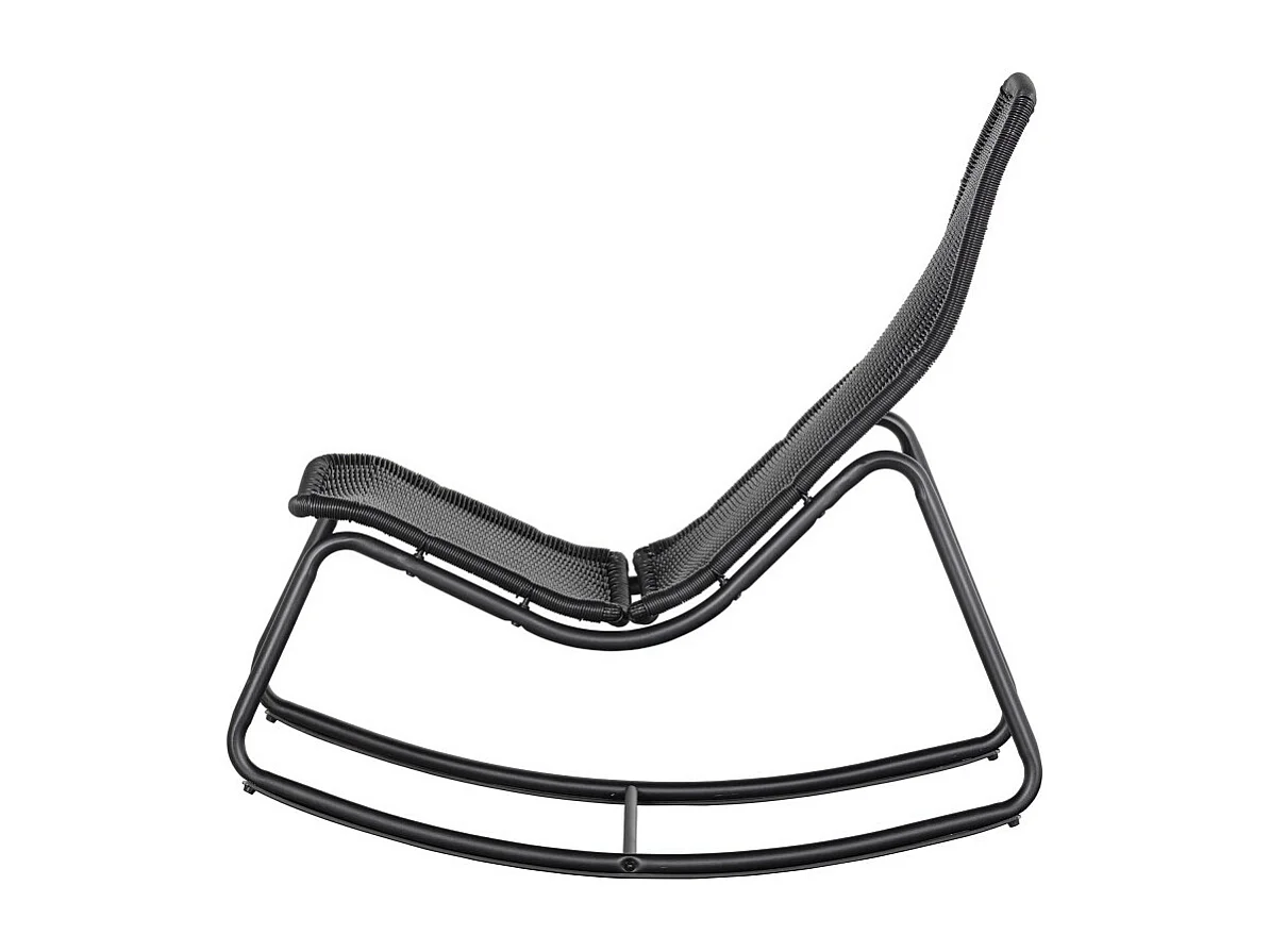 Tom - Rocking-chair en résine tressée et métal - Noir